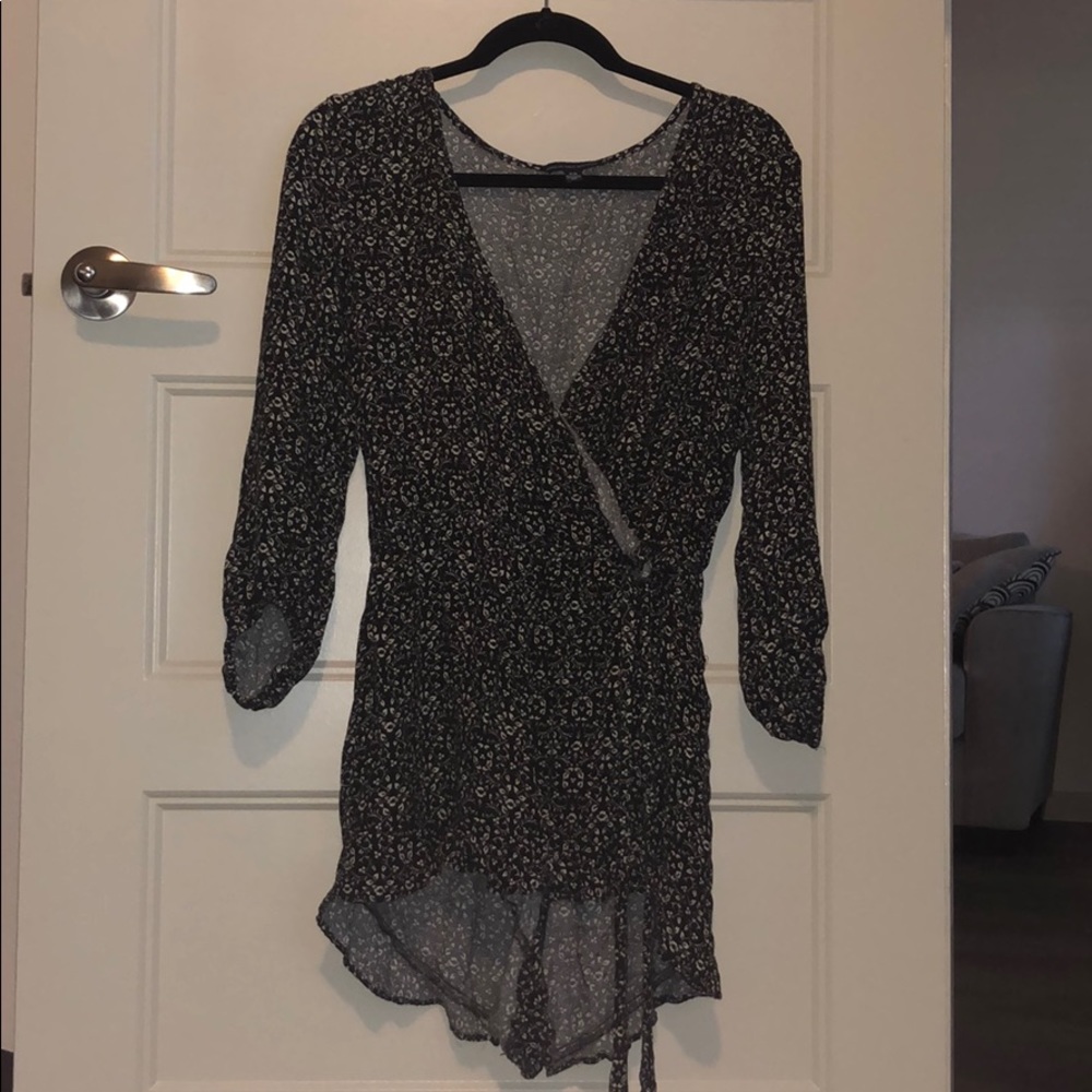 Black and white floral romper